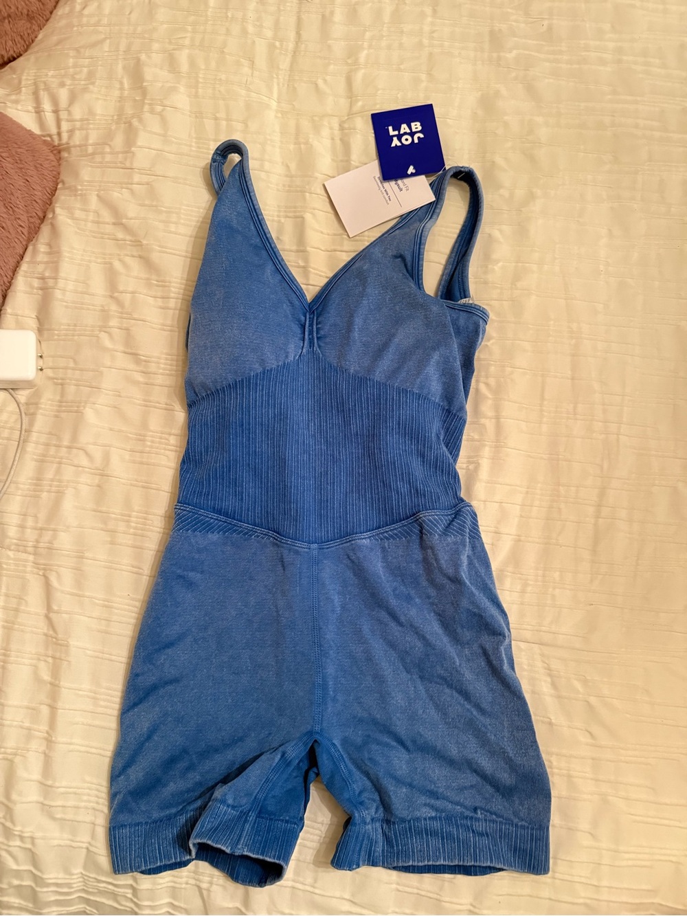 Lab Akris Blue Ribbed One-Piece Romper